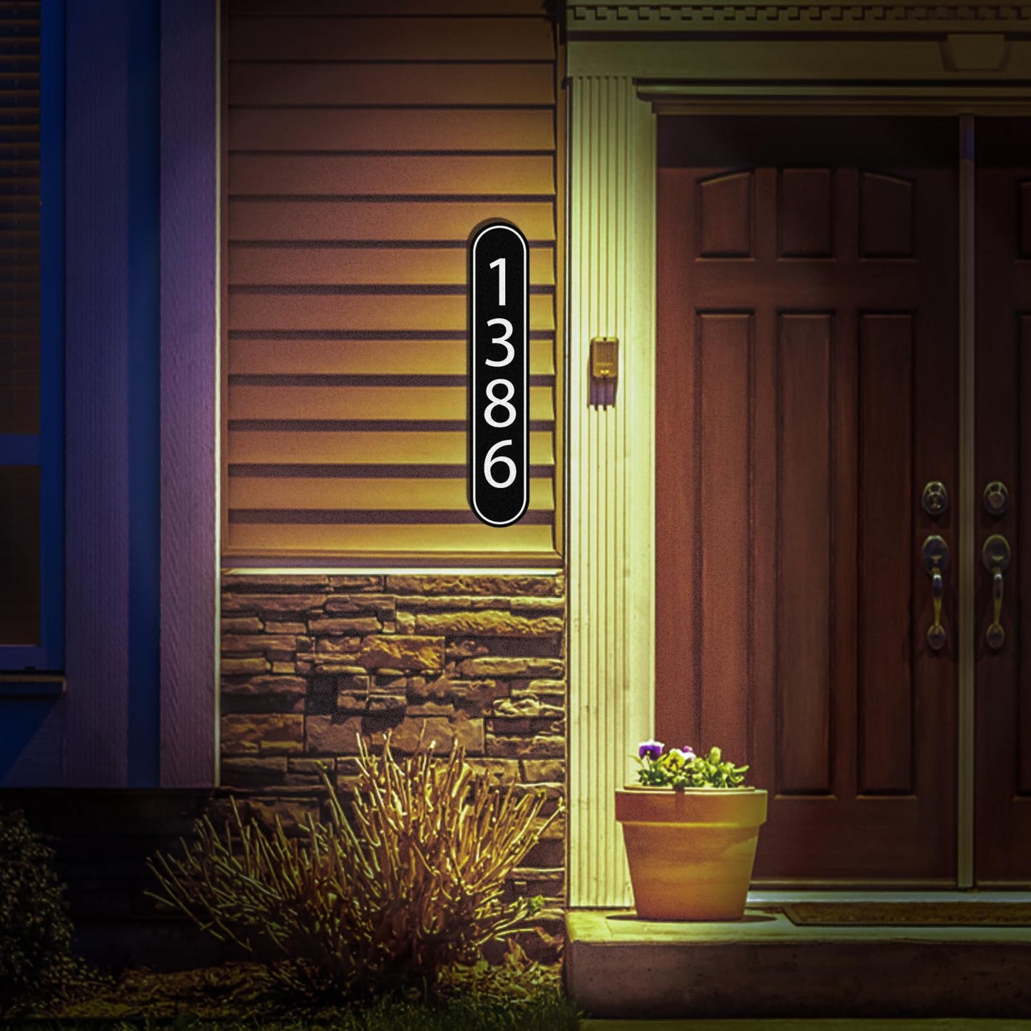 Custom Reflective Metal House Number for Outside (18" x 3.6") Address Plaque, House Address Sign - Mailbox Numbers for Outside, Personalized Sign for House, Vertical or Horizontal (NX01)