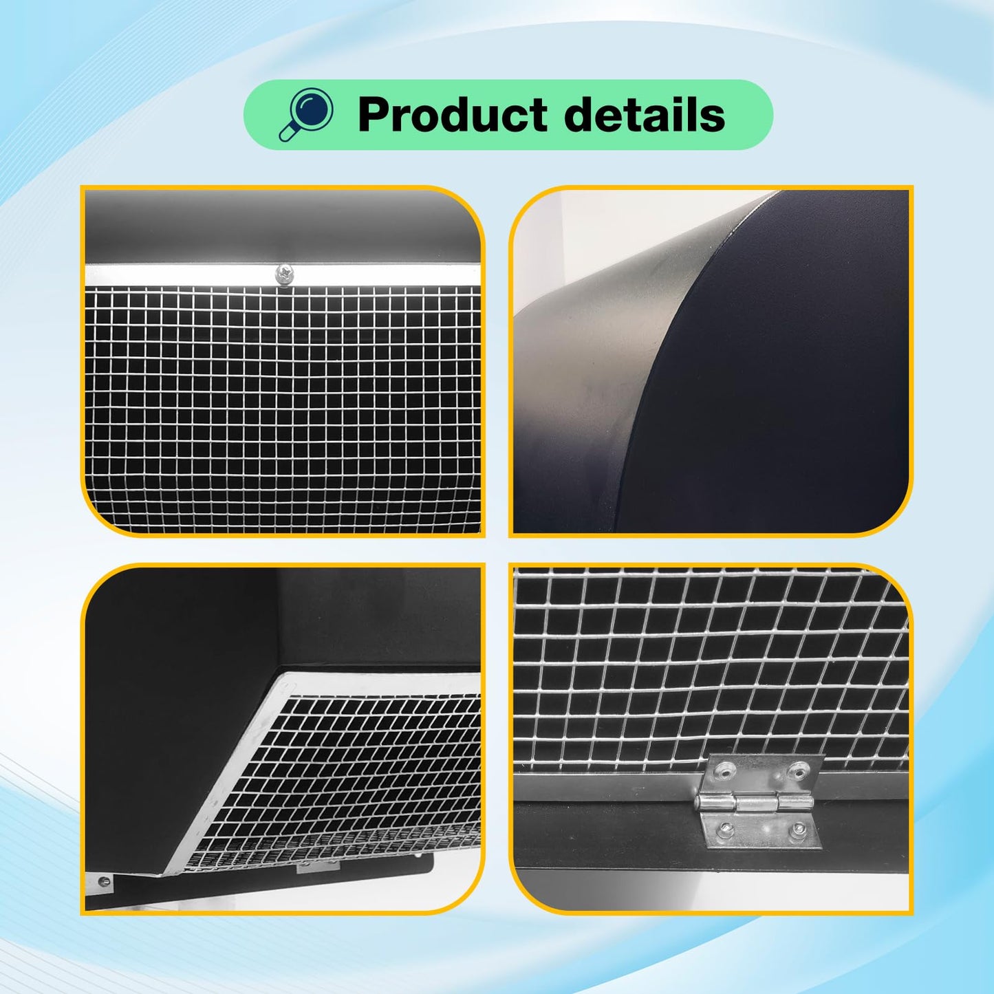 10 Inch Galvanized Steel Hooded Wall Vent, Outdoor Wall Vent Cap with Mesh Cover and Damper for Kitchen, Bathroom, Laundry, Garage Ventilation and Exhaust (Black)