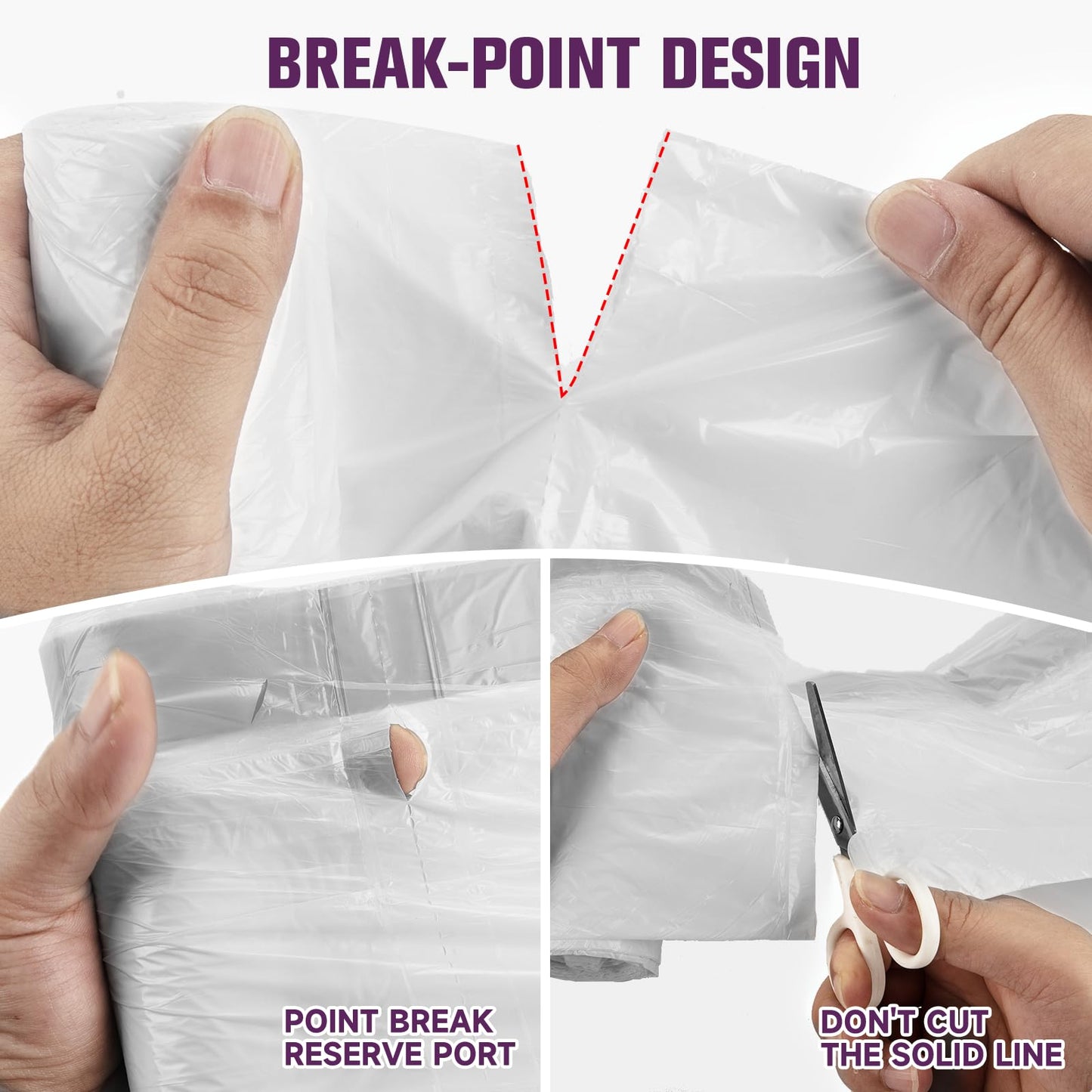 2.6-Gallon Trash Bags Heavy Duty - Heihaily Drawstring Kitchen Garbage Bags for Office/Bathroom, Leak-Proof Design, Odor Control Technology, Small Plastic Bags Clear(60 Count)