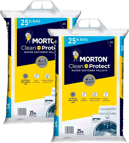 Morton Salt Water Softener Pellets, Clean and Protect, 25 lb (2 pack)