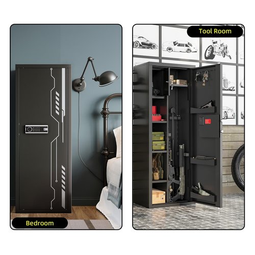 KAER 8-12 Gun Safe Multi-function Gun Safe for Rifles and Pistols Gun Cabinet Large Gun Safes for Home Rifles and Shotguns Electronic Gun Cabinet with Removable Shelf and Rifle Rack