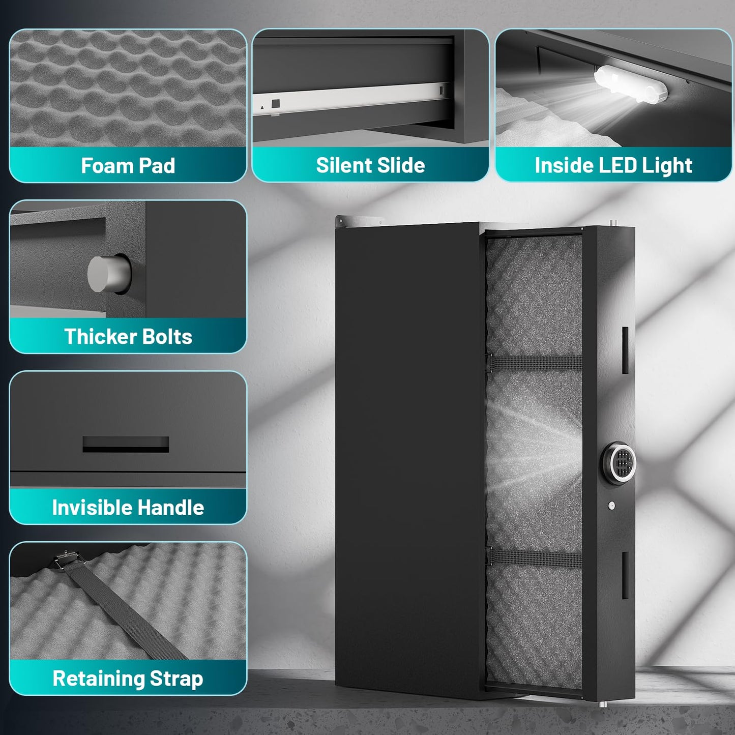 Eltean Under Bed Gun Safe for Rifles and Pistols, Gun Storage Safe Drawer,Rifle Safe with Upgraded Digital Panel, Shotgun Cabinet with LED Lights, Quick Access