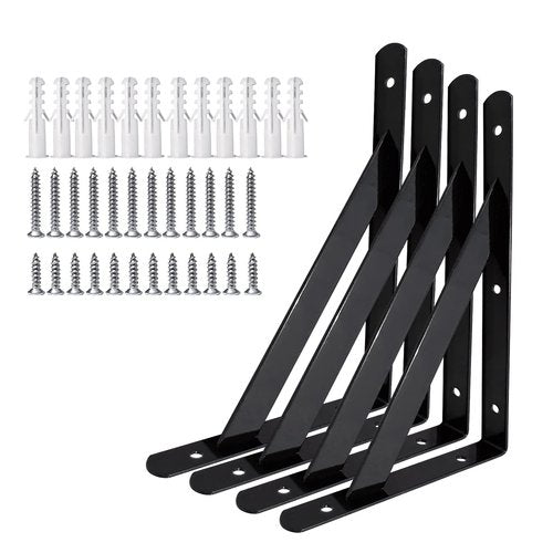 Shelf Brackets 16 Inch x 10 Inch, Heavy Duty Shelf Brackets 4 6 8 10 12 16 20 Inch, L Brackets Heavy Duty for Shelves, Wall Mount Metal Brackets for Wood