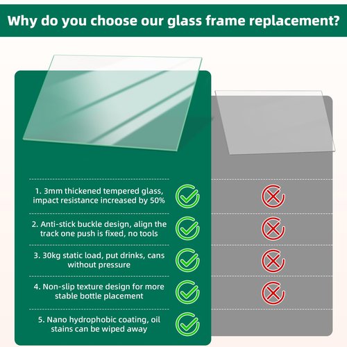 Upgraded MHL61952333 Refrigerator Glass Shelf Compatible with lg Refrigerator Shelf Replacement Glass Shelf Insert Crisper, Tempered Glass Crisper Drawer Cover