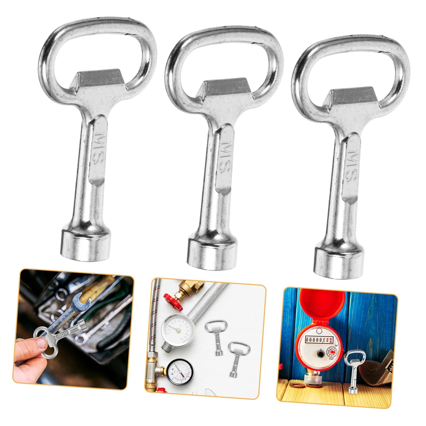 NUOBESTY 4Pcs Multi Purpose Faucet Wrench Tool Compact Metal Key for Water Valve Spigot and Bathroom Repairs Utility for and Installations