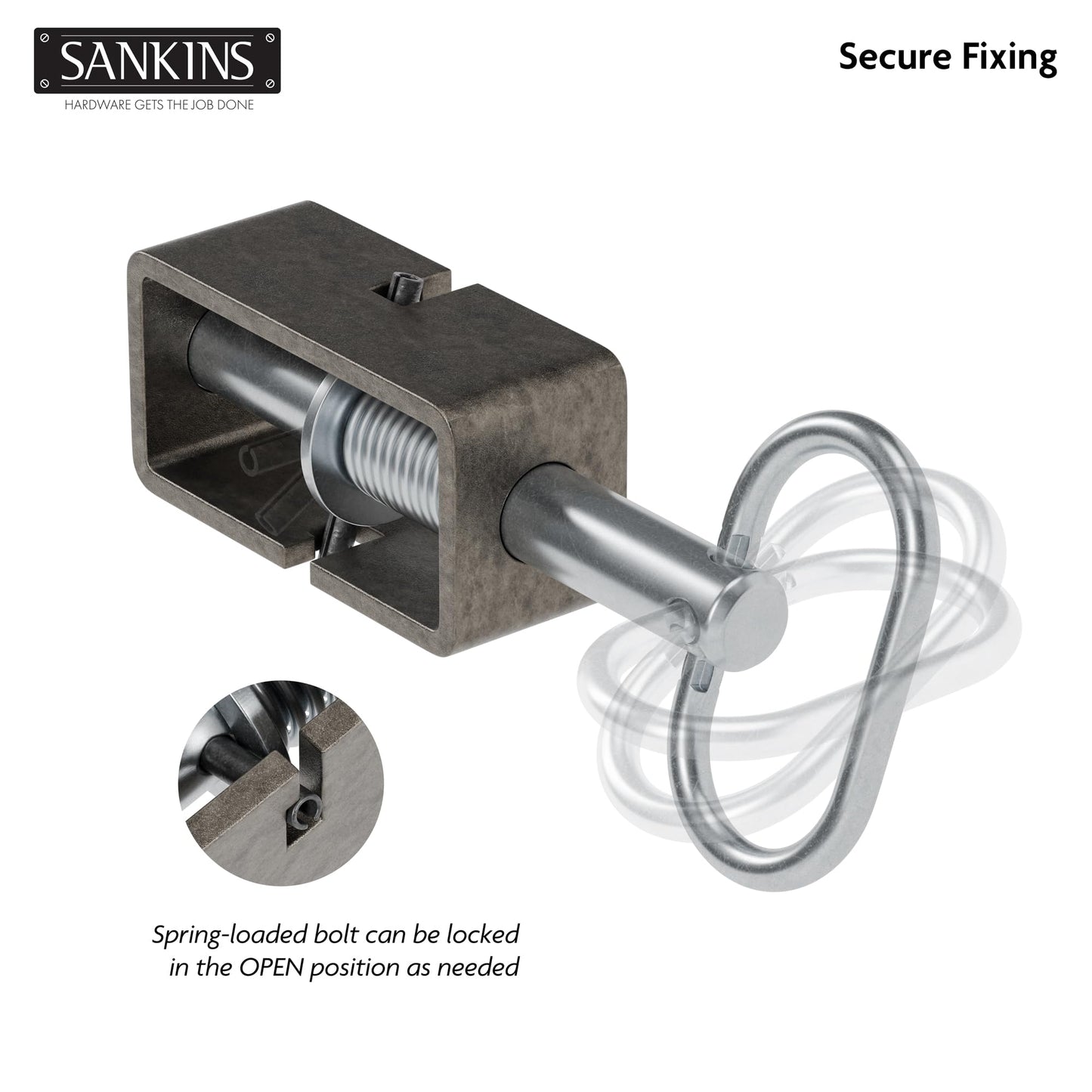 SANKINS 5-1/8'' Trailer Gate Latch, Weld-On Spring Latch Lock, Heavy-Duty Trailer Latch with Plain Tube, Spring Loaded Latch for Utility Trailer Gate, Pack of 2