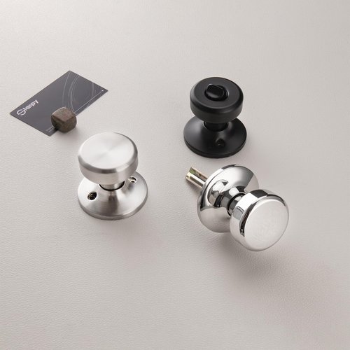 STARPY Black Door Knobs, Pismo Door Knob with Lock, Privacy Door Handles Interior for Bath & Bed (Privacy, Matte Black, 1)