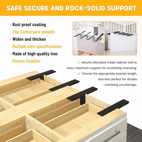 Hidden Countertop Support Bracket 18 Inch 2 Pack Heavy Duty Granite Support Bracket for Kitchen Island Bar Top Countertop