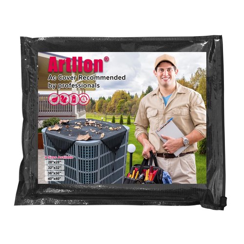 Artllon Air Conditioner Covers for Outside Unit 28''x28'', Central Mesh Net AC Unit Covers Outdoor, Heat Pump AC Screen Condenser Cover - Universal Top Defender Cover for All Season