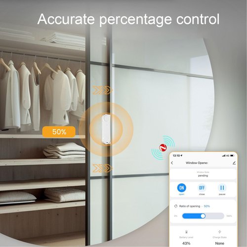 Electric Window Pusher, 50N Thrust Smart Window Opener with 55RPM Speed 5100mAh Solar Rechargeable Zigbee Window Actuator with Tuya App Timing Control