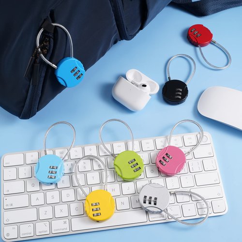 Moxweyeni 8 Pack Combination Lock 3 Digit Small Combo Luggage Number Cable Padlock Outdoor Waterproof Resettable Lock for School Gym Locker Travel Backpack Suitcase Storage (Multi Color)