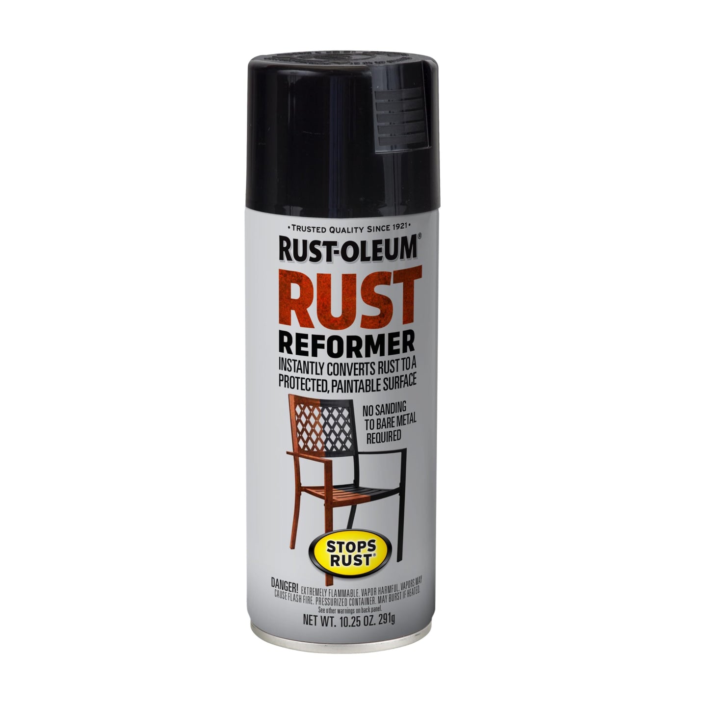 Rust-Oleum Stops Rust Reformer Spray, Instantly Converts Rust to a Protected Paintable Surface, No Bare Metal Sanding Required, Black, 10.25 oz