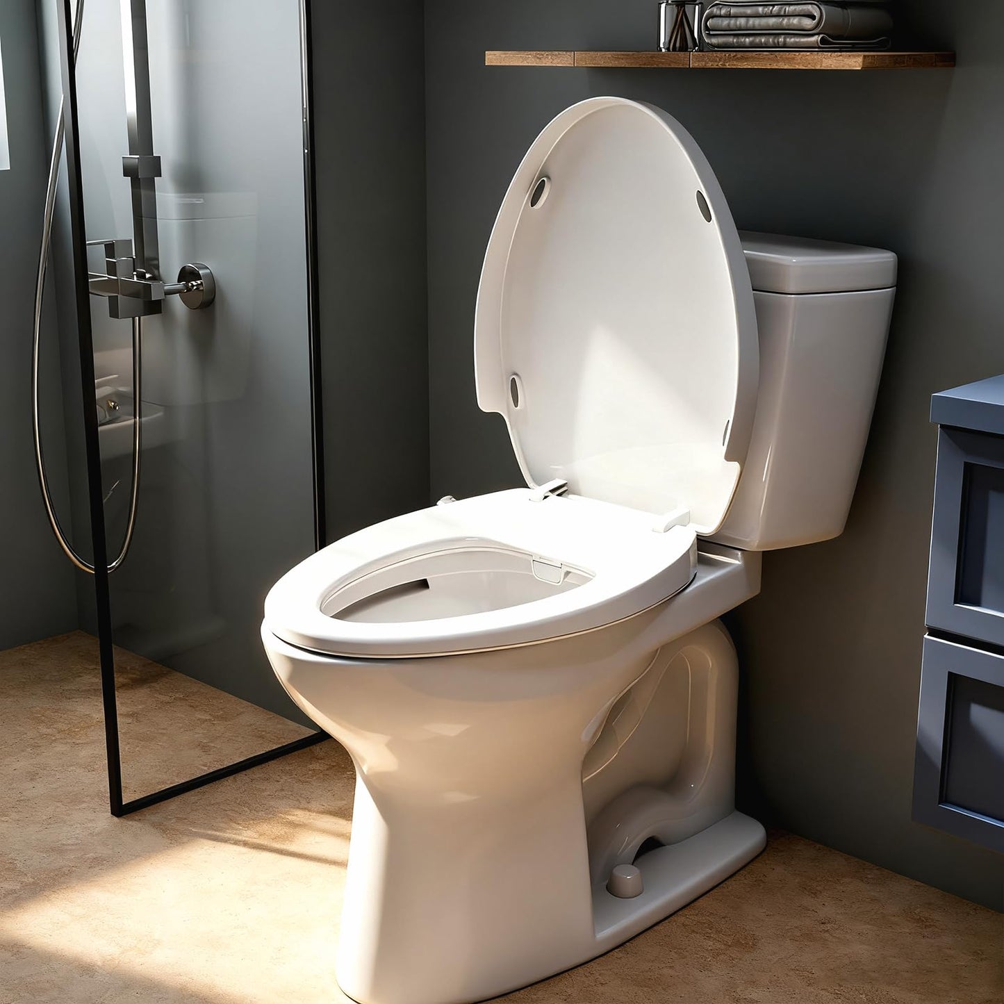 WITMYA Elongated Bidet Toilet Seat with Soft-Close Lid, Self-Cleaning Dual Nozzles, Non-Electric Bidet Seat with Adjustable Water Pressure, White Toilet Seat for Elongated Toilets with Brass