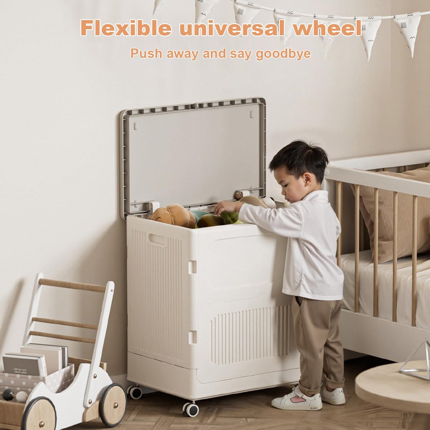 YardGo Dirty Laundry Basket, Laundry Hamper with Lid and Wheels, Rolling Laundry Basket, Waterproof Outdoor Box Storage- Ideal for Clothes Toys Storage, for Laundry, Kids Room, Home Gym(Cream Grey)