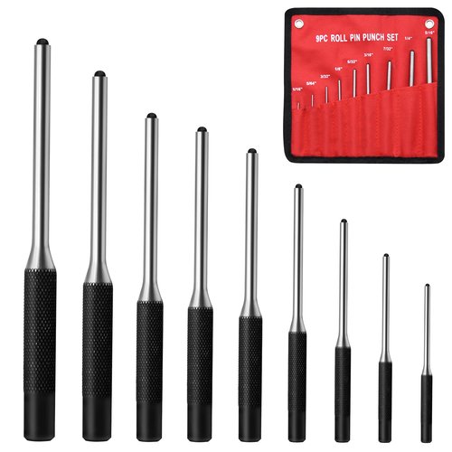 Pin Punch Set, 9pcs 1/16" - 5/16" Removing Repair Tools with Storage Pouch, Great for Automotive, Watch Repair, Jewelry and Craft(9pcs Pin Punch)