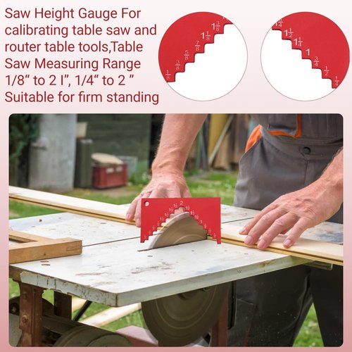 Saw height gauge For wood working calibrating table saw and router table tools,Table Saw Measuring Range 1/8“ to 2 I”, 1/4“ to 2 ”Suitable for firm standing (red)