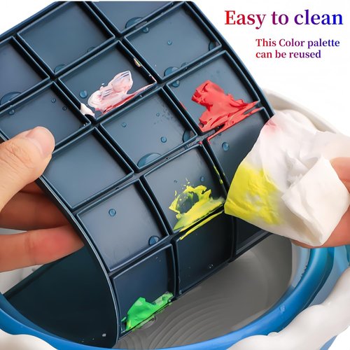 WQHLONGBO 2 Pcs 24 Wells Artist Paint Saver Palette with Rubber Soft Lid,Anti Color Leakage Powder Box,Travel Palette Tray