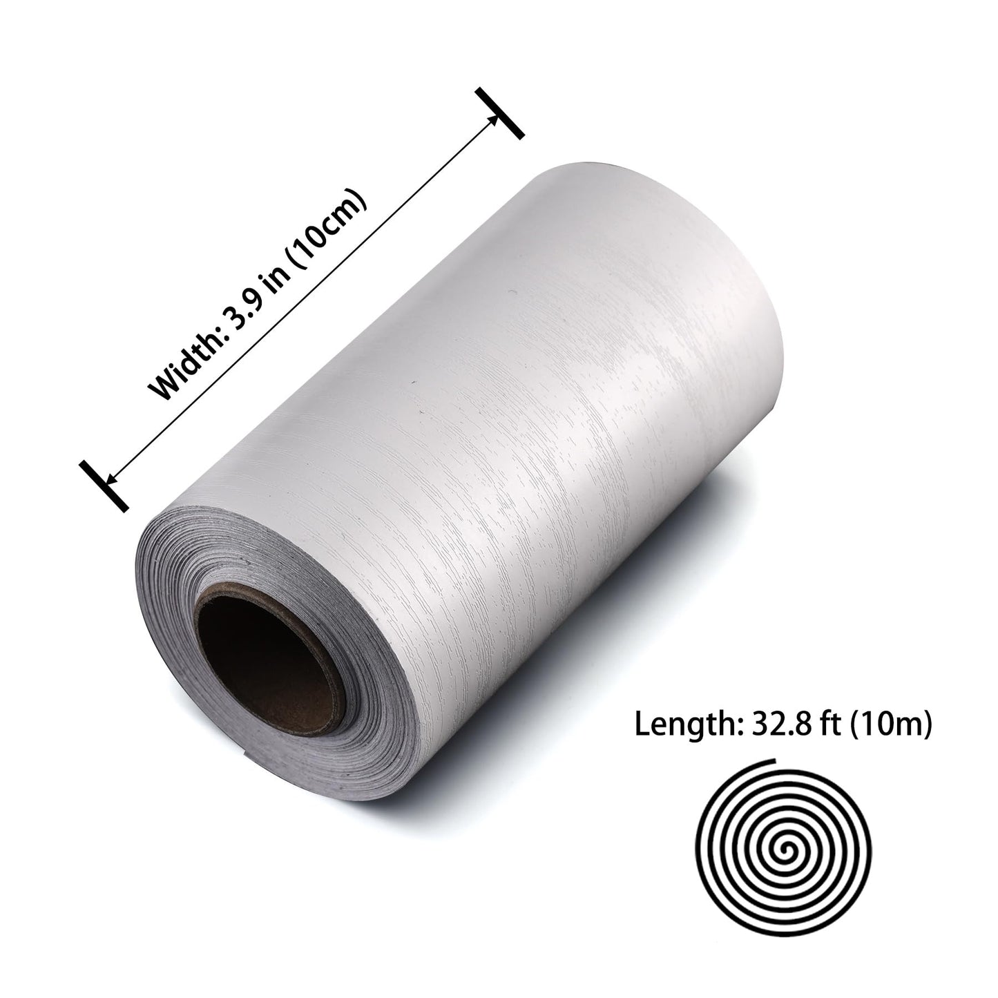 Peel and Stick White Wood Grain Wallpaper Border, Removable PVC Waterproof Wallpaper for Mirror Frame, Kitchen Tiles, Cabinet, and Home Décor (32.8ft x 3.9inch)