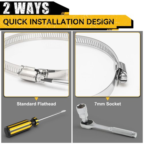 4 Pack 4 Inch Hose Clamps, 304 Stainless Steel Quick-Screw Dryer Vent Clamp, Adjustable 3.5″ to 4.5″ Worm Gear Hose Clamps for Automotive, Dust Collection