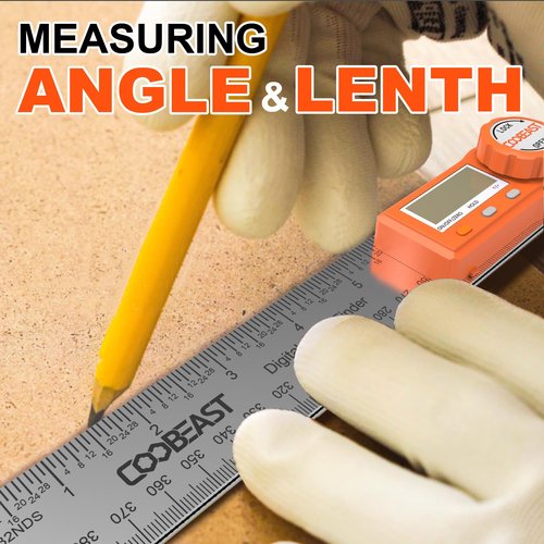 Digital Angle Finder Ruler, Angle Finder with 7 Inch/200 mm with Case Stainless Steel Digital Protractor Angle Finder for Woodworking, Construction Portable Angle Measuring Tool by Coobeast