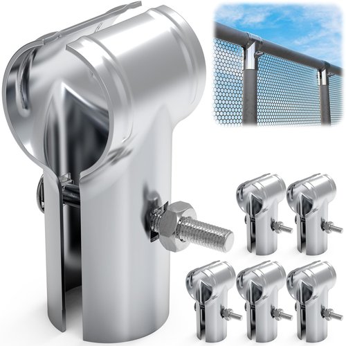 IRENPORU 6 Pcs End Rail Clamps 1-3/8", T Pipe Clamp for 1-3/8" OD Pipe Chain Link Fence End Rail T Clamp Panel T Clamps Chain Link Fence Parts