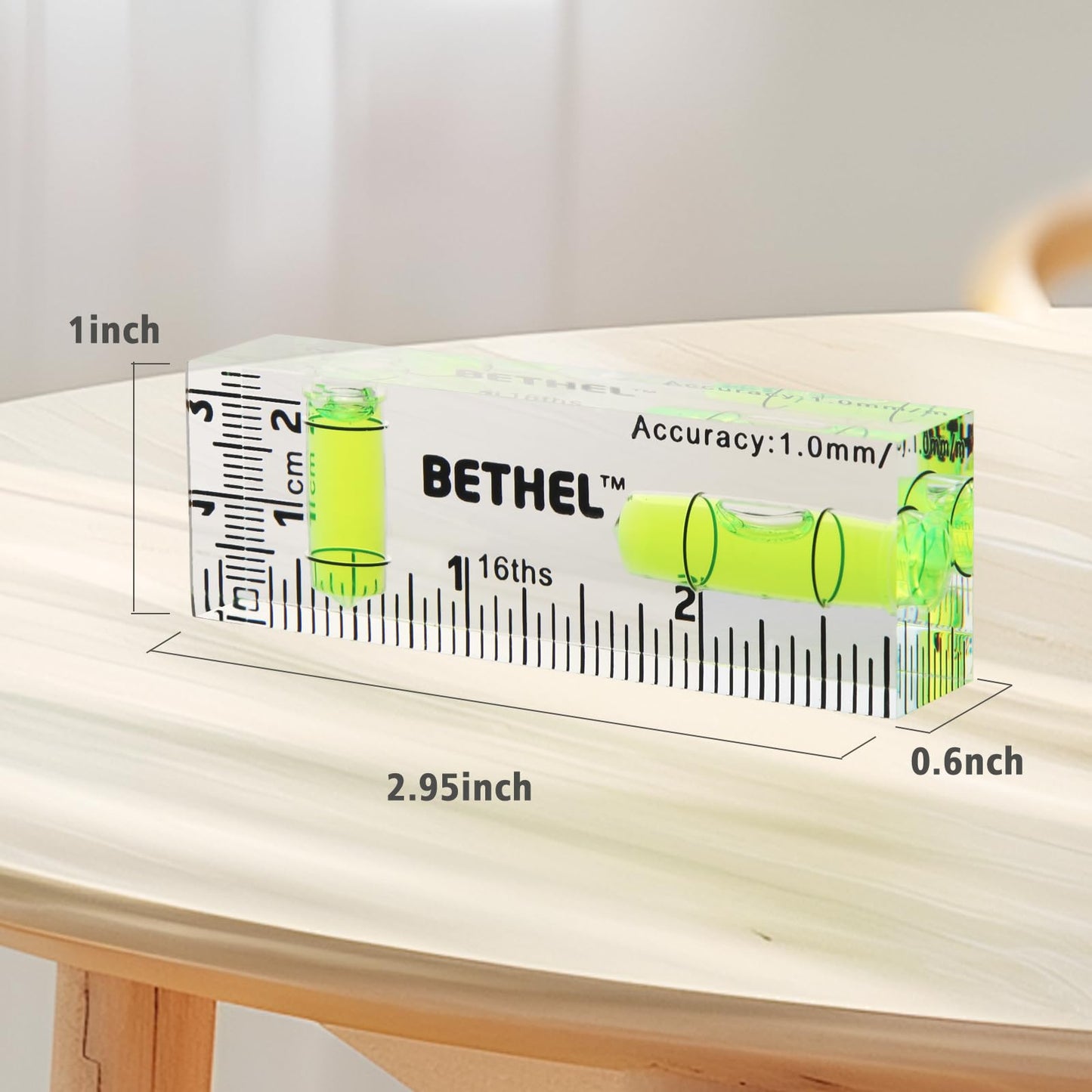 BETHEL Mini Bubble Level - 90°/180° Dual Direction Spirit Level with Shatterproof Design, High Accuracy for Picture Hanging, DIY, Carpentry - Ultra-Compact 75x25x15mm Pocket Leveling Tool