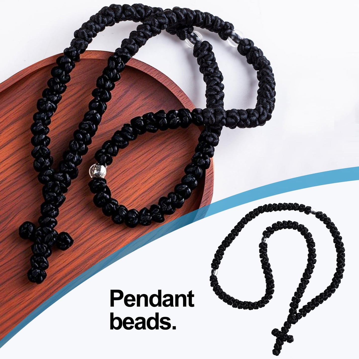 YANGWRshop Black Orthodox Prayer Rope, 100 Knots Prayer Rope Orthodox Christian, Orthodox Prayer Beads for Christian, Car Accessories (1 Pcs)