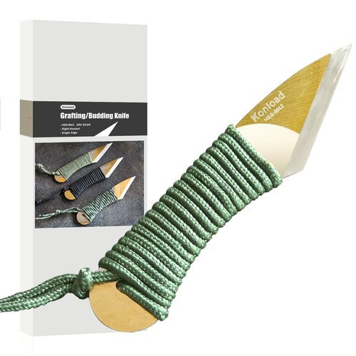 Konload Garden Knife Grafting Tools HSS-M42-HRC66-69 Full-Tang Handmade Grafting Knife for Budding Bonsai Tools