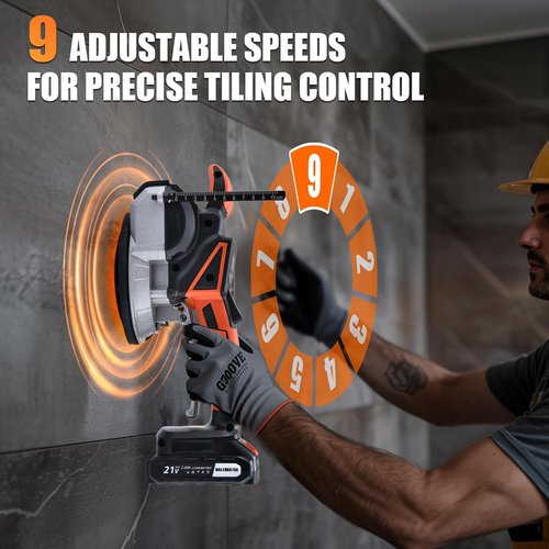 Cordless Tile Vibration Tool with 2 x 21V 2.0Ah Lithium - Ion Tile Leveling Machine - High - frequency Vibration, Strong Adsorption, Ideal for Tile Laying