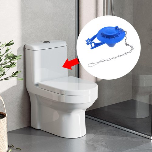KUMGROT 2 Pcs Blue Universal Toilet Stopper Flapper Tank Flusher Replacement Kit Soft Durable PVC Toilet Flappers with Stainless Steel Chain, 3"