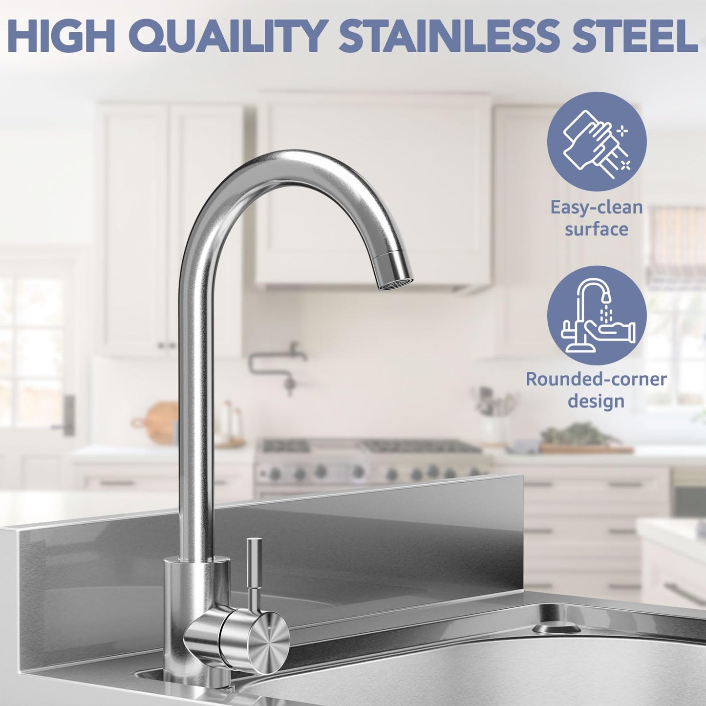 Percince Stainless Steel Utility Sink - 22in, Freestanding Single Bowl Laundry Sink with Cabinet and Cold/Hot Water Pipe, Utility Sink for Laundry Room, Garage Indoor and Outdoor (22inch)