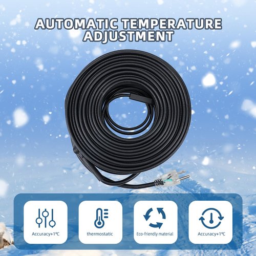 YouTeMei Roof Heat Cable, Roof Snow Removal Heat Tape, Water Pipe Frost Protection 100 feet