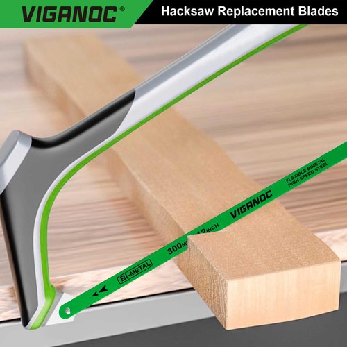 Viganoc 12" Hacksaw Replacement Blades Set, Bi-Metal High Speed Steel Hack Saw Blade Sets - 18T - 24T - 32T HSS Saw Blades, 3 Pack