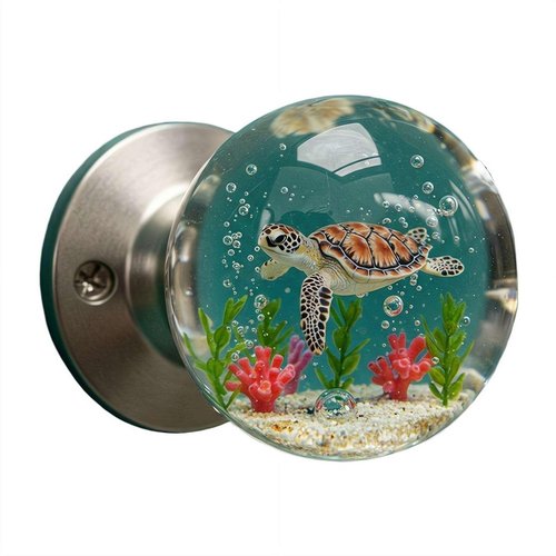 Unique Decorative Door Handle, Round Glass Bead Door Handle, Retro Round Resin Epoxy Flower Door Knob Retro, Nature Style Transparent Animal Crystal Door Knobs Pull Handles, Artistic Unique Knobs (L)
