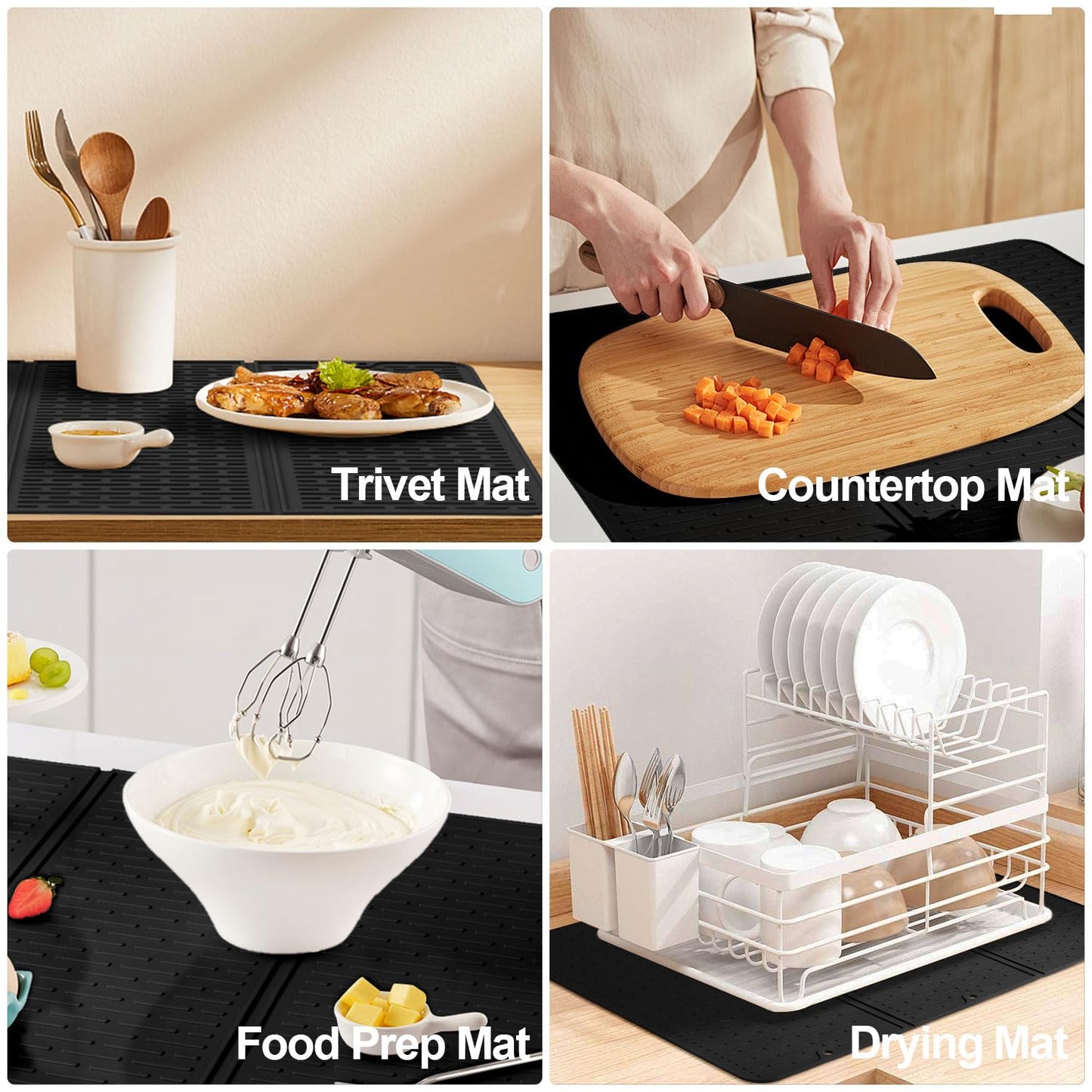 Stove Top Cover for Electric Stove - Foldable Glass Top Stove Cover Protector,Ceramic Flat Top Stove Cover, Induction Cooktop Protector, Oven Cover, 28" x 20" Dish Drying Mat (Black)