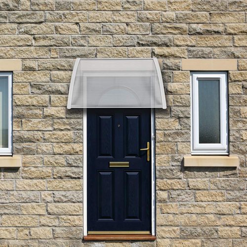 Outvita Window Awning Door Canopy 40"x30", Polycarbonate Cover Front Door Outdoor Patio Awning Canopy UV Rain Snow Sunlight Protection Hollow Sheet, Clear Board & White Bracket