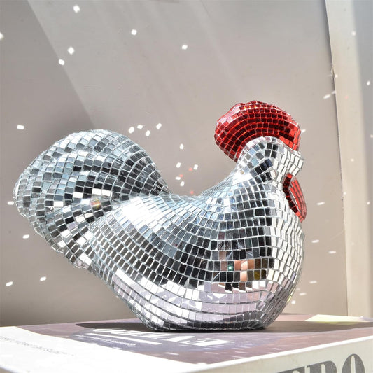 Mirror Disco Ball,Chicken Shape Disco Balls,Cool Reflective Light Mirror Balls for for DJ Club Party, Disco Dancing Party Decoration, Home Decor Chicken Sculptures and Statues