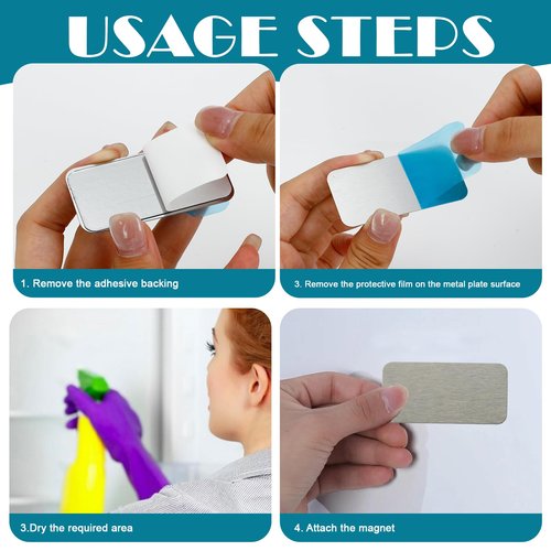 16pcs Under Cabinet Light Magnetic Strip,Adhesive Metal Plate for Magnets,Adhesive Metal Plate with Adhesive Backing(Not Magnets)