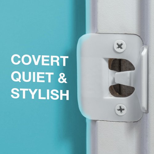 Door Silencer Strike Plate - Flexible, Noise Eliminating Fix for Loud Doors Fits with No Modifications, Stops Slamming Noise Perfect for Nursery, Bedroom, Sleepers, Auditory Issues (White, Five Pack)
