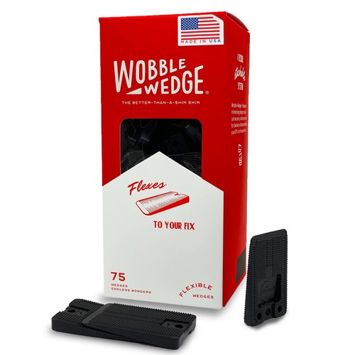 Wobble Wedges Flexible Plastic Shims - Leveling Shims for Home Improvement, Furniture Levelers, Table, and Toilet for Leveling - Made in USA Plastic Wedges Shim for Appliances (Black, 75-Pack)