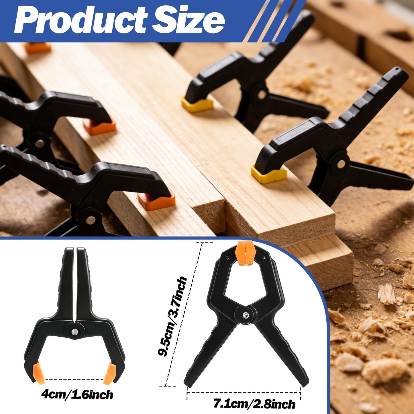 14 Pack Spring Clamps, Backdrop Clips, Balloon Arch Clips, 3.5 inch Heavy Duty Clip Plastic Small Spring Clip, Wood Clamps for Backdrop Stand, Crafts, Tarp, Woodworking, Pool Cover, Photography