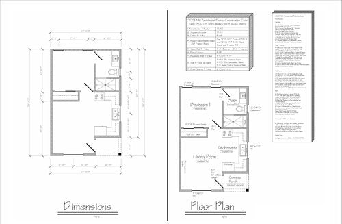 Generic Building Plans for 18 x 27 Tiny Home - 479sqft Area Living Space