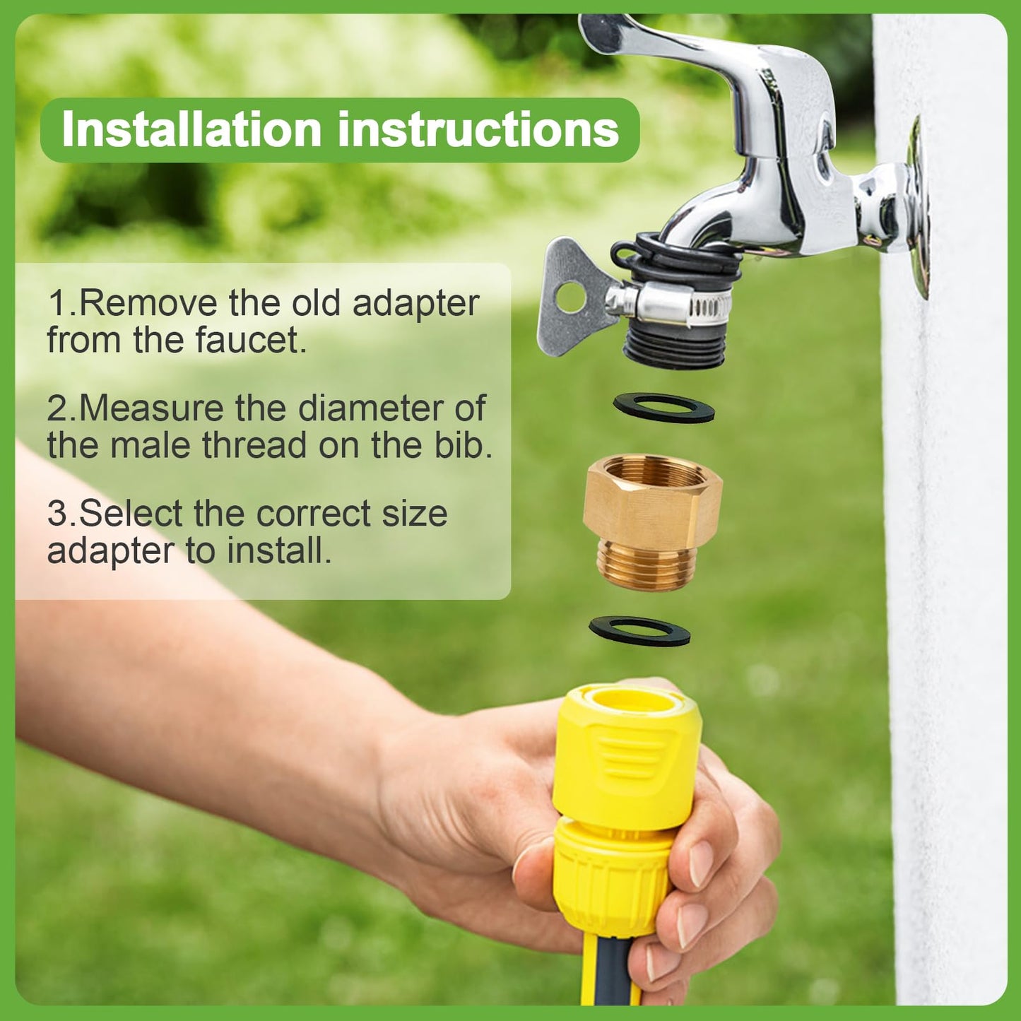 Garden Hose Bib Adapter 1-1/16" Fine Thread (Female) to 3/4 GHT Male Backflow Preventer Adapter for Standard Arrowhead Hose Bibs & Vacuum Breaker Faucet Fitting,Outdoor Faucet to Garden Hose Connector