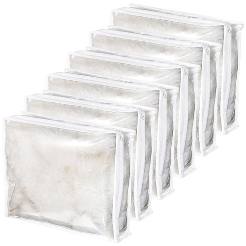 Meyeyaia 6 Pcs Sweater Storage Bags 14.2 X 12 X 3.2in Plastic Clothes Clear Zippered Storage Bags for Blankets Clothes Closet Quilt Pillow Bed Sheet Organizer