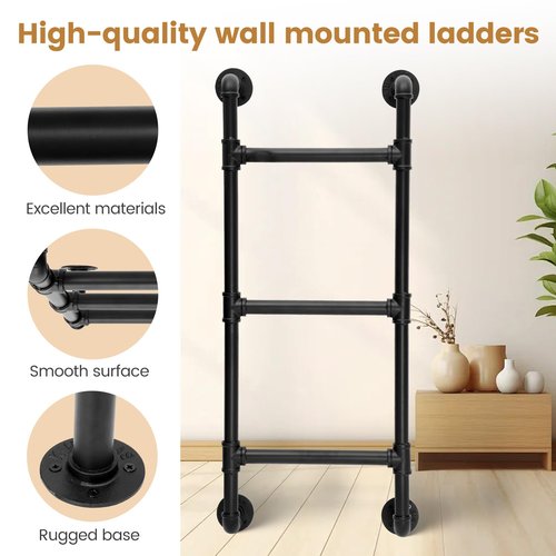 3.3 ft Heavy-Duty Metal Wall-Mounted Egress Ladder – 330lbs Capacity, for Basement Window Well, Fire Escape, RV, Attic, Bunk Bed & Dorm