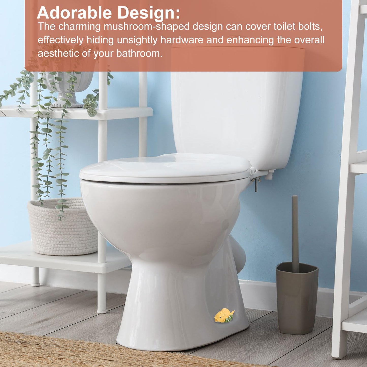 uxcell 2 Pcs Toilet Bolt Covers, Ceramics Toilet Bolt Cap Fish Decor Covers Cute Fish Toilet Screw Cover Caps for Decor Bathroom 3.94"x2.05"x2.36", Yellow