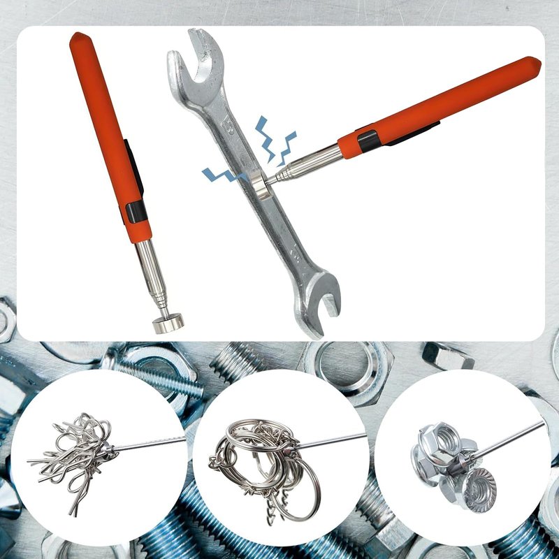2/5/8/10/15/20LB Magnet Pick-up Tool, Telescoping Strong Magnet Stick, Magnetic Pickup Tool, Magnetic Picker,Orange 8LB