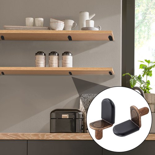 Biaungdo 30 Pcs Shelf Support Pegs, 1/4 Inch L-Shaped Clips with Rubber Sleeve, Cabinet Shelf Pegs for Bookshelves Glass Corner Shelf Cabinet Furniture, Antique Bronze