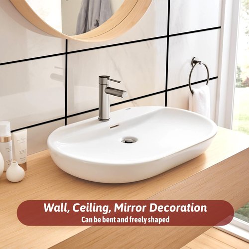 QfwdfcTrenz 16.4 Ft Flexible Self Adhesive Peel and Stick Mirror Trim Peel and Stick Wall Molding Trim Molding Mirror Tape Border for Ceiling Floor Cabinet Tile Edge