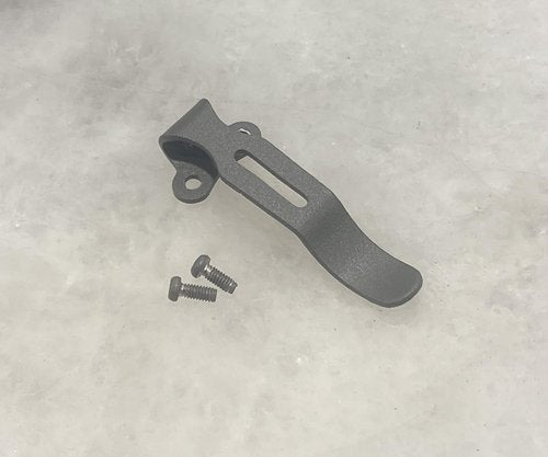 Steel Pocket Clip for Arkfeld PRO and Arkfeld UV Flashligh, Gray Powder Coated Steel Alloy, with Mounting Screws